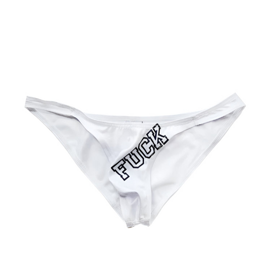 white DM Men’s FUCK Ice Silk Brief - pridevoyageshop.com - gay men’s thongs, boxers, briefs and jockstraps