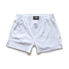 white DM Untamed Button-Up Boxer Shorts - pridevoyageshop.com - gay men’s thongs, boxers, briefs and jockstraps