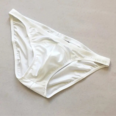 white Desmiit Men’s Below Sea Level Bikini Swim Briefs - pridevoyageshop.com - gay men’s sexy swim briefs, trunks, board shorts, and bikinis