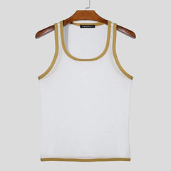 white Gogo Glaze Mesh Top – pridevoyageshopcom – gay mens clubwear mesh tanks crop tops fashion tops partywear activewear