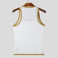 white Gogo Glaze Mesh Top – pridevoyageshopcom – gay mens clubwear mesh tanks crop tops fashion tops partywear activewear