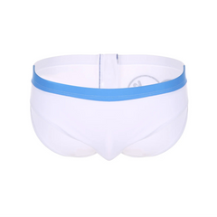white Men’s Backdoor Signal Swim Briefs - pridevoyageshop.com - gay men’s sexy swim briefs, trunks, board shorts, and bikinis