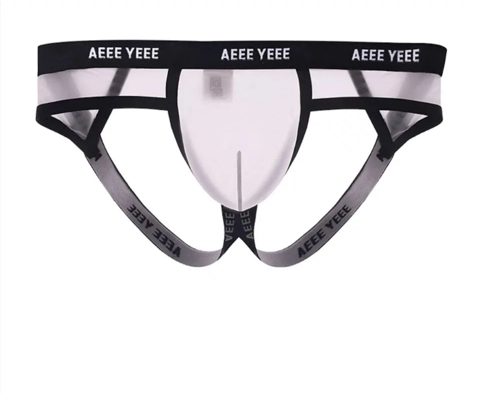 white Men’s Backroom Tease Mesh Jockstrap - pridevoyageshop.com - gay men’s thongs, boxers, briefs and jockstraps