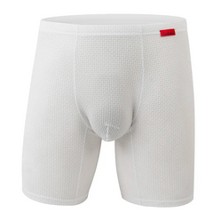 white Men's Glory Big Pouch Waffle-Knit Long Boxers - pridevoyageshop.com - gay men’s thongs, boxers, briefs and jockstraps