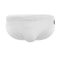 white Men’s Pride Rainbow Print Sexy Swim Briefs - pridevoyageshop.com - gay men’s sexy swim briefs, trunks, board shorts, and bikinis