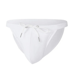 white Men’s Show Pony Drawstring Swim Briefs - pridevoyageshop.com - gay men’s sexy swim briefs, trunks, board shorts, and bikinis