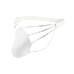  white Men’s Strappy Hung Bulge Cage Thong - pridevoyageshop.com - gay men’s thongs, boxers, briefs and jockstraps