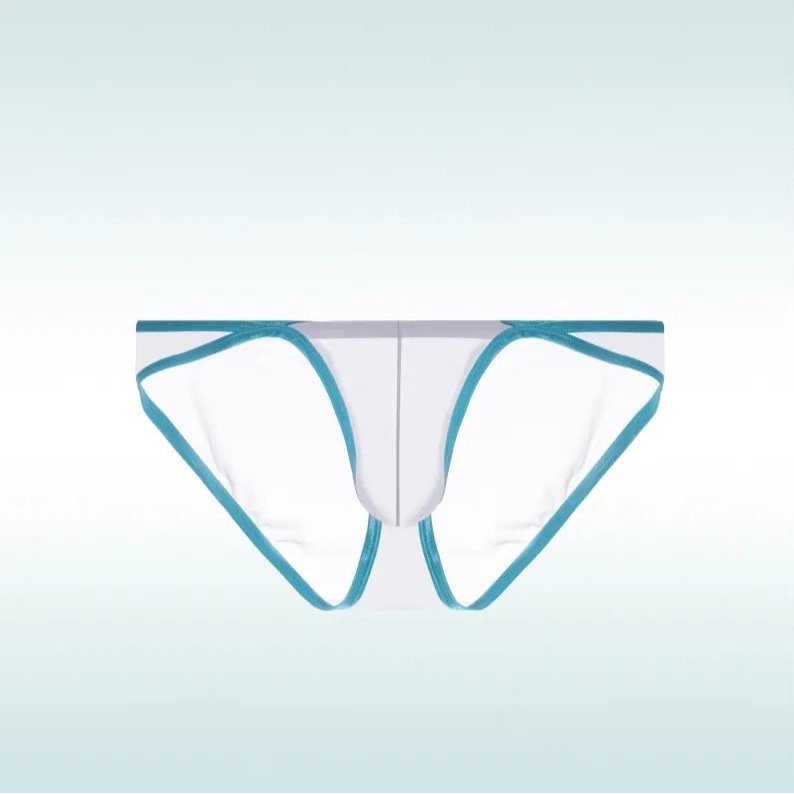 white Men’s Two-Tone Cutout See Through Bikini Briefs - pridevoyageshop.com - gay men’s thongs, boxers, briefs and jockstraps