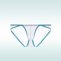 white Men’s Two-Tone Cutout See Through Bikini Briefs - pridevoyageshop.com - gay men’s thongs, boxers, briefs and jockstraps