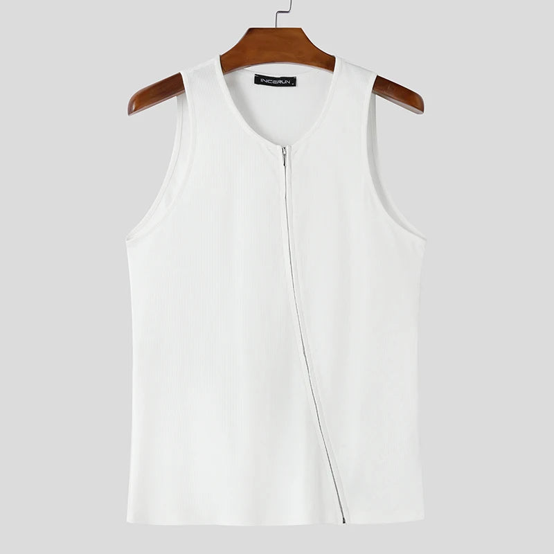 white The Main Drag Zip Rib Vest - pridevoyageshop.com - gay men’s harness, lingerie and fetish wear
