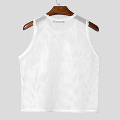 white The Parlor Boy Lace Tank – pridevoyageshopcom – gay mens clubwear mesh tanks crop tops fashion tops partywear activewear