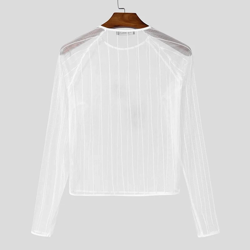 white Veiny Shaft Mesh Long Sleeve - pridevoyageshop.com - gay men’s harness, lingerie and fetish wear