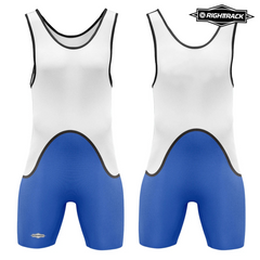 white and blue Men's Dominant Wrestling Singlet from Pridevoyageshop