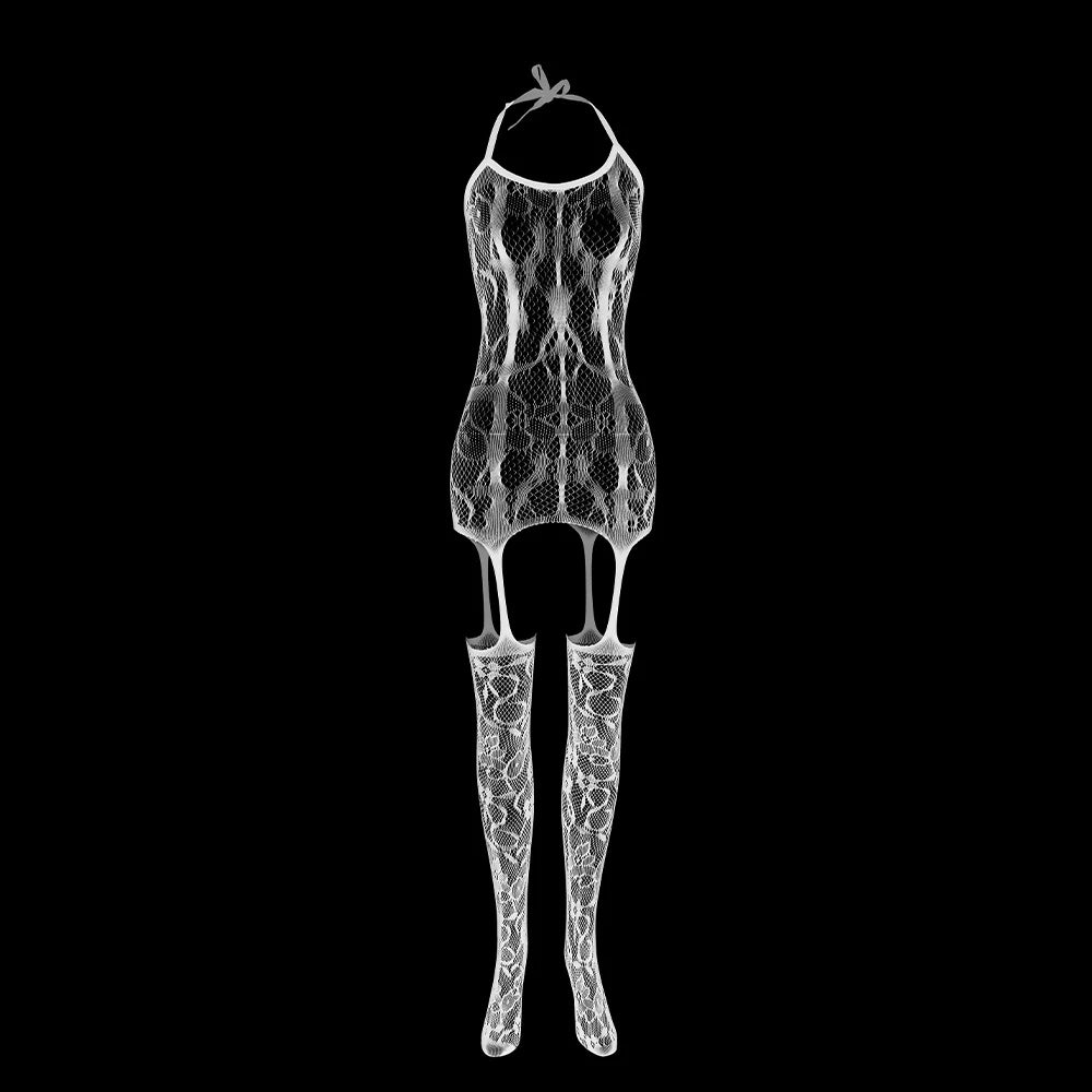 white fishnet teddy flat lay with sheer mesh and high-cut legs – pridevoyageshop.com – gay men’s harness, lingerie and fetish wear