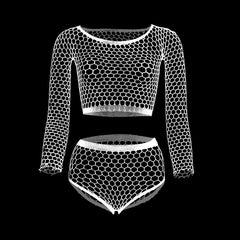 white hex net lingerie set sheer geometric mesh flat lay – pridevoyageshop.com – gay men’s harness, lingerie and fetish wear