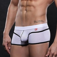 white WJ Gay Men's Mesh Boxer Briefs - pridevoyageshop.com - gay men’s underwear and swimwear