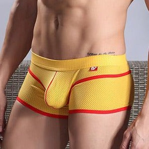 yellow WJ Gay Men's Mesh Boxer Briefs - pridevoyageshop.com - gay men’s underwear and swimwear