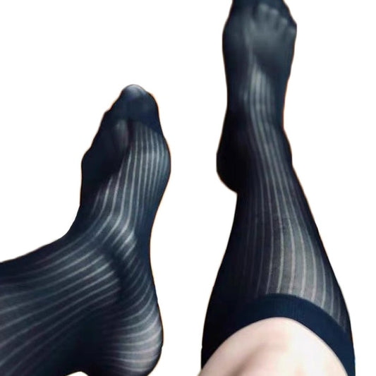black Ribbed Sheer OTC Socks: Men's Sheer Dress Socks for the Sexy Gay Man- pridevoyageshop.com - gay men’s harness, lingerie and fetish wear