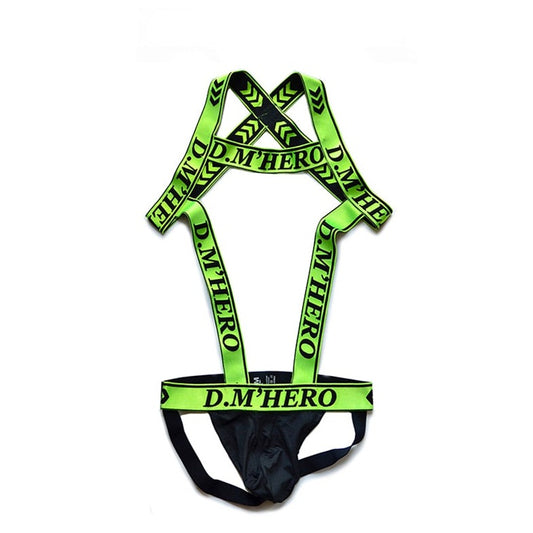 green DM Hero Jockstrap Harness | Gay Harness- pridevoyageshop.com - gay men’s harness, lingerie and fetish wear