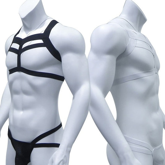 Men's Elastic Bondage Harness + Jockstrap | Gay Harness- pridevoyageshop.com - gay men’s harness, lingerie and fetish wear
