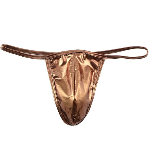 coffee CLEVER-MENMODE Shiny Faux Leather Thong | Gay Mens Underwear- pridevoyageshop.com - gay men’s underwear and swimwear