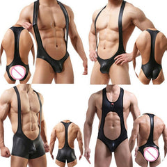 Men's Kinky Leather Jockstrap Bodysuit: Leather Lingerie for Men- pridevoyageshop.com - gay men’s harness, lingerie and fetish wear