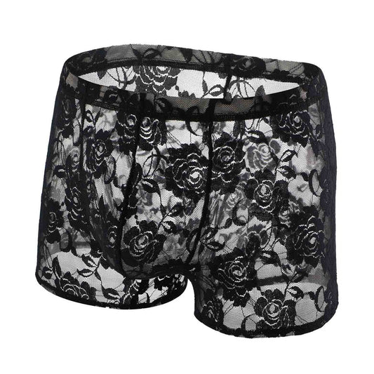 black Erotic Lace Boxers: Sexy Men's Lace Lingerie & Underwear - pridevoyageshop.com - gay men’s underwear and swimwear