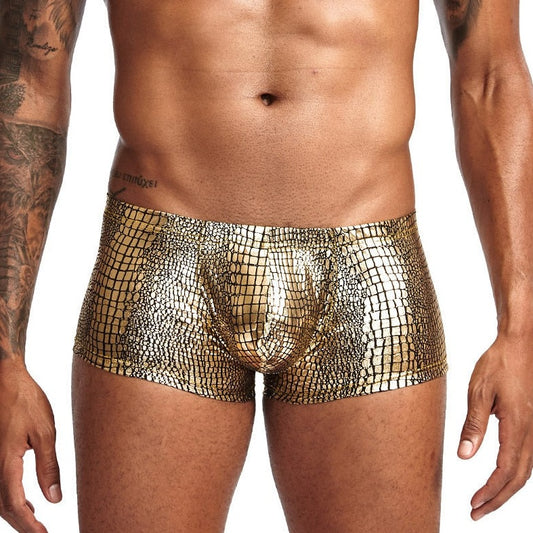 hot man in golden Men's Shimmer Snakeskin Pouch Boxers | Gay Underwear- pridevoyageshop.com - gay men’s underwear and swimwear