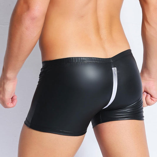 hot gay man in Latex Zip Crotchless Boxers | Gay Underwear- pridevoyageshop.com - gay men’s underwear and swimwear