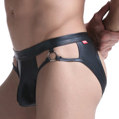 a man in PU Leather Kinky Jockstrap - pridevoyageshop.com - gay men’s underwear and swimwear