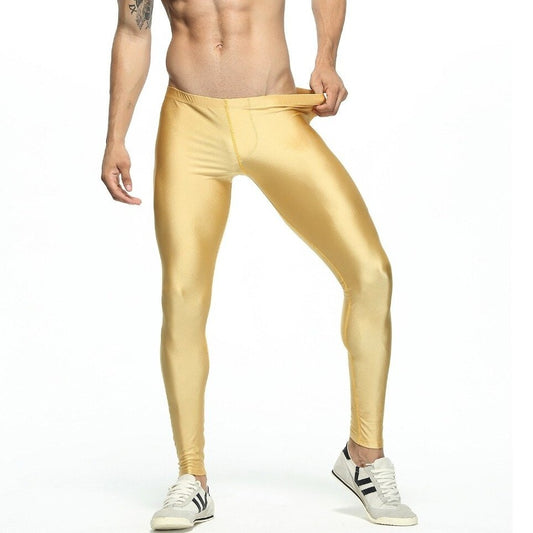 sexy gay man in gold Gay Leggings | Men's Bold Metallic Leggings - pridevoyageshop.com - gay men’s underwear and activewear