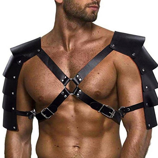 sexy gay man in Gothic Winged Gladiator Harness | Gay Harness- pridevoyageshop.com - gay men’s harness, lingerie and fetish wear