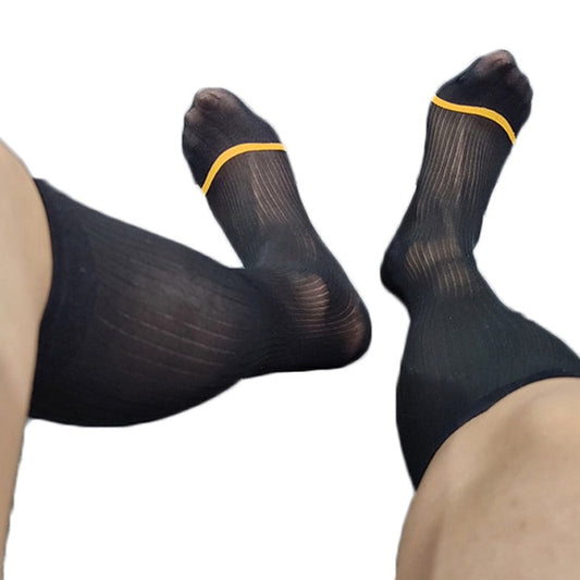 black Sheer OTC Socks: Men's Sheer Dress Socks for the Sexy Gay Man- pridevoyageshop.com - gay men’s harness, lingerie and fetish wear