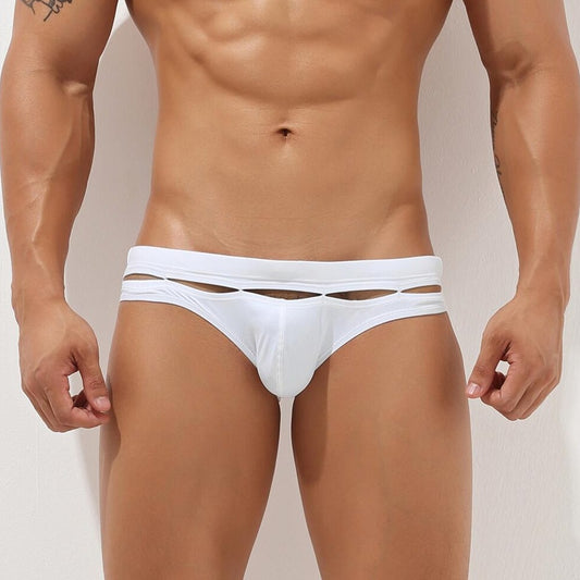 sexy gay man in white Gay Swimwear | SEOBEAN Cut Out Swim Briefs- pridevoyageshop.com - gay men’s underwear and swimwear