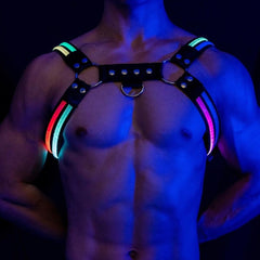 Rainbow Glow Chest Harness: Mens Best Night Club Wear - pridevoyageshop.com - gay men’s harness, lingerie and fetish wear