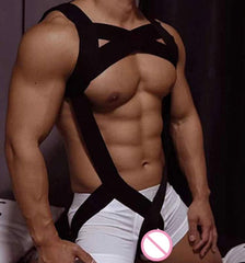 sexy gay hunks in black Sexy Men's Full Body Elastic Harness | Gay Harness- pridevoyageshop.com - gay men’s harness, lingerie and fetish wear