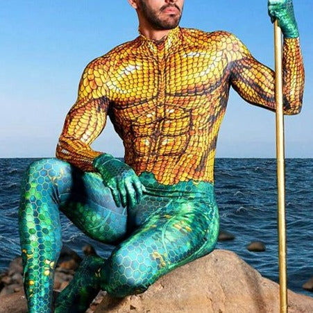 SuperHero Bodysuit: Aquaman Costume for Erotic Gay Cosplay- pridevoyageshop.com - gay men’s harness, lingerie and fetish wear