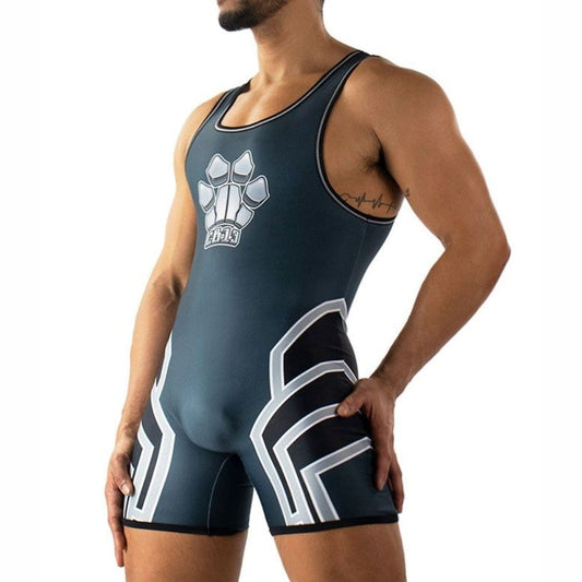 sexy gay man in black Gay Singlet | Gay Men's "Paws" Puppy Play Singlets with Zipper - Men's Singlets, Bodysuits, Rompers & Jumpsuits - pridevoyageshop.com